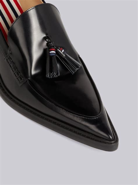 Black Calf Leather Mm Curved Heel Tassel Loafer Thom Browne