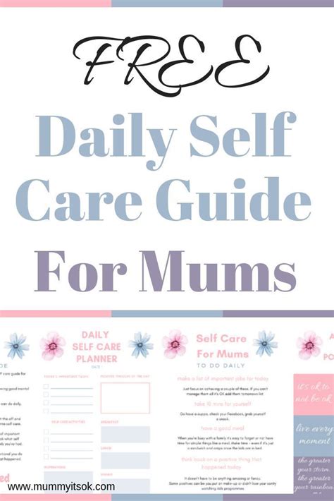 Free Printable For The Daily Self Care Of Mums Look After Your Self