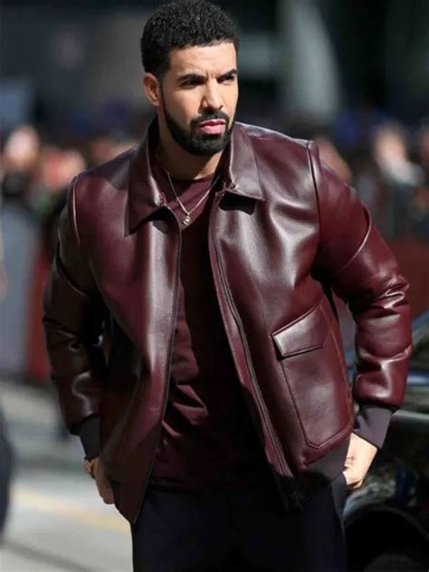 Drake Burgundy Bomber Jacket - TheLeatherz