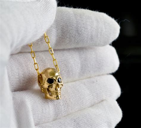 Gold Skull Pendant K And K Gold Handmade Human Skull Etsy