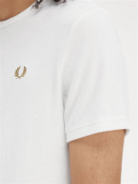 Fred Perry Men Towelling T Shirt White Central Online