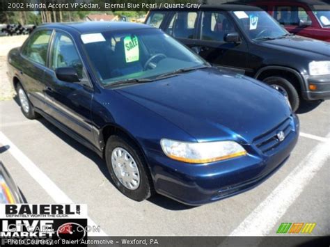 Eternal Blue Pearl 2002 Honda Accord Vp Sedan Quartz Gray Interior