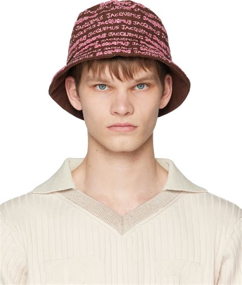 Brown Pink Le Raphia Le Bob Bordado Bucket Hat By Jacquemus On Sale