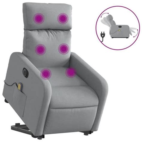 VIE Fauteuil inclinable de massage électrique Gris clair Tissu A3206726