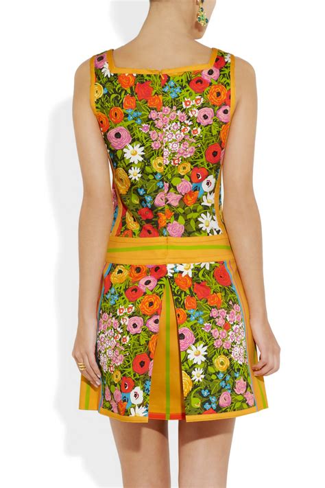 Lyst Moschino Floralprint Cotton Blend Mini Dress