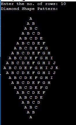 Alphabet Pattern Programs In Java Diamond Shape Simple2Code
