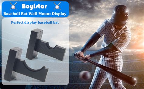 Boyistar Baseball Bat Wall Mount Set Display Rack For