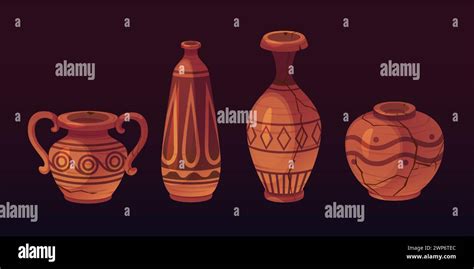 Ceramic Greek Pottery Artifacts Stock Vector Images Alamy