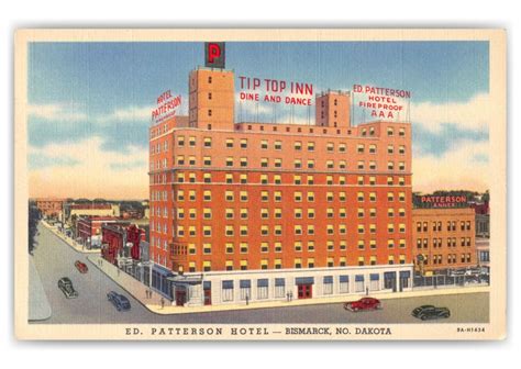 Bismarck North Dakota Patterson Hotel Birds Eye View Vintage