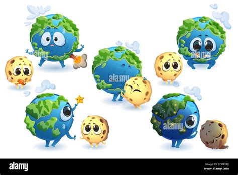 Set Of 8 Soft 3drose Happy Eco Planet Face Soft Smilie Smiling Smile