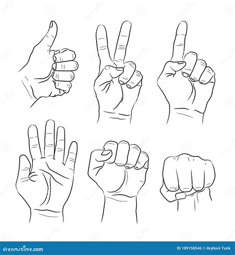 Vector Set Of Hand Gestures Stock Vector Illustration Of Human