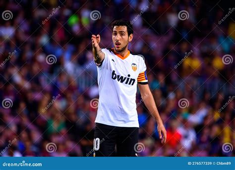 Daniel Parejo Plays At The La Liga Match Between FC Barcelona And