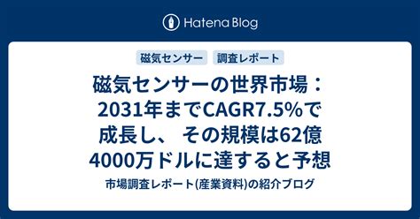 磁気センサーの世界市場：2031年までcagr7 5 で成長し、 その規模は62億4000万ドルに達すると予想 市場調査レポート 産業資料 の紹介ブログ