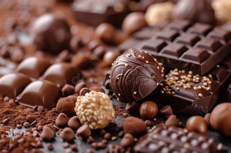 Varios Tipos De Dulces Como Choclats Y Macarons Stock De Ilustración