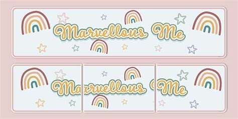 Muted Rainbow Themed Marvellous Me Display Banner Twinkl