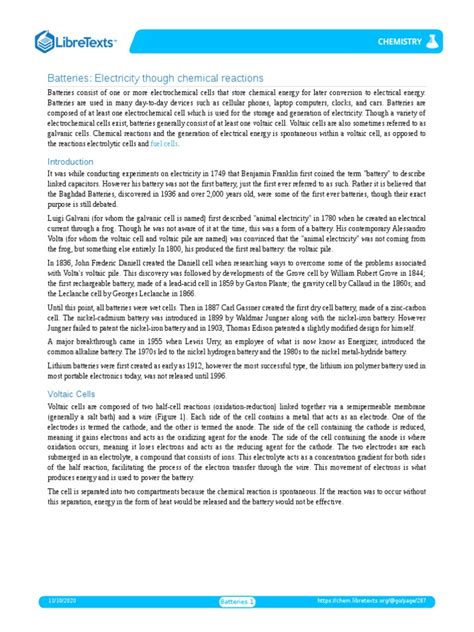 Batteries Electricity Though Chemical Reactions | PDF | Rechargeable ...