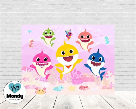 Baby Shark Pink Theme Digital Designs Backdrop Theme Etsy Canada