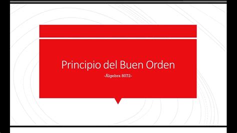 Principio del Buen Orden Álgebra 8072 YouTube