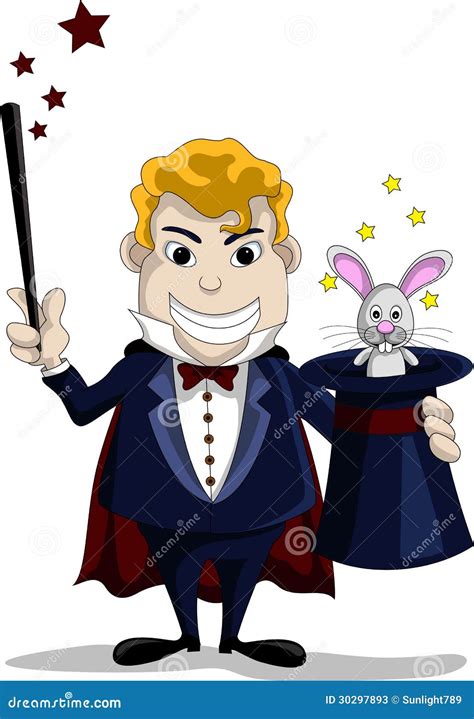 Magician Pulls Out A Rabbit From A Hat Stock Illustration