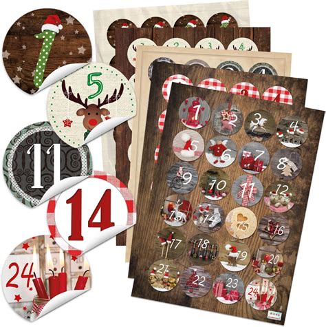 Adventskalender Aufkleber Set Zahlen X Sticker F R