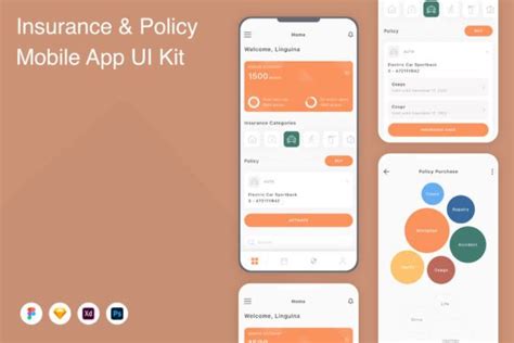 Insurance Policy Mobile App UI Kit Graphic By Betush Creative Fabrica