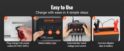 Vevor Smart Battery Charger Lifepo Lead Acid Agm Gel Sla