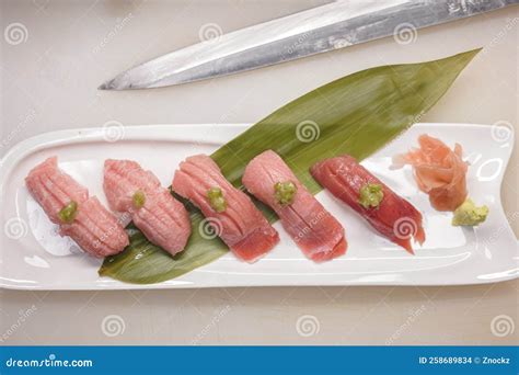 Akami Chutoro Otoro Various Type Of Blufin Tuna Sushi In Japanese