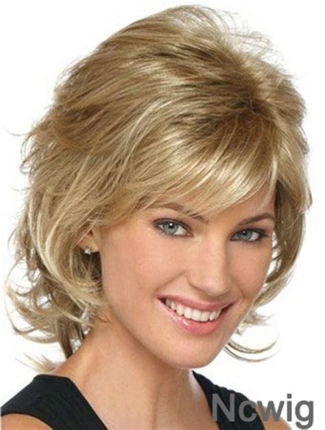 Blonde Classic Womens Wigs With Lace Front Mono Layered Cut Chin Length