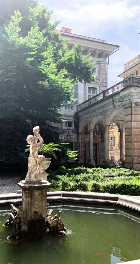 Italian Palace Fountain Green Overgrowth In Palace Green Academia