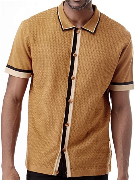 Mens Short Sleeve Knit Sports Shirt Modern Polo Vintage Classics