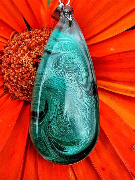 Teal Swirl Resin Pendant Numonday