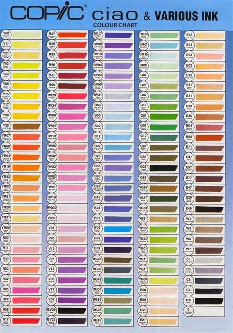 Printable Copic Color Chart - Printable Word Searches