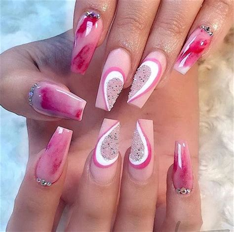 Pink Cute Valentine Acrylic Nails