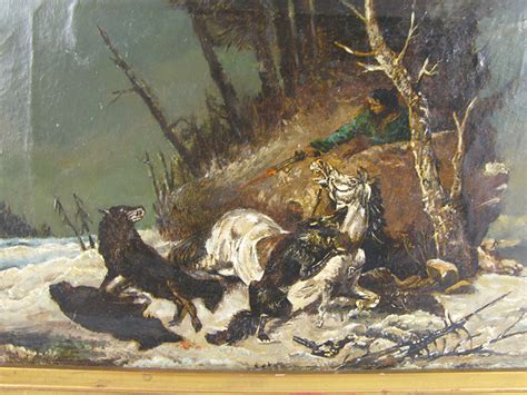 Early 1800s Russian Oil Painting Wolf Attack Ebay