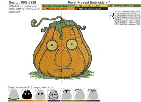 Surprised Pumpkin Sizes Royal Present Embroidery