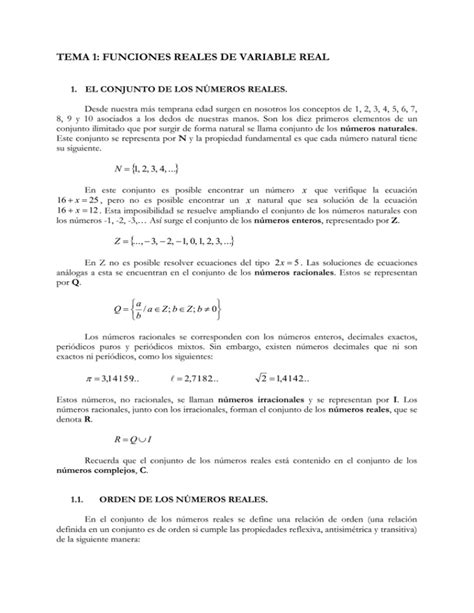 Tema Funciones Reales De Variable Real