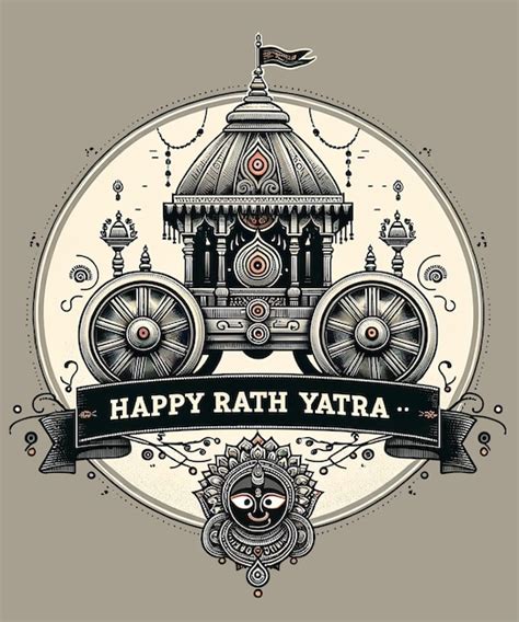 Premium Psd Happy Ratha Yatra Traditional Chariot Art