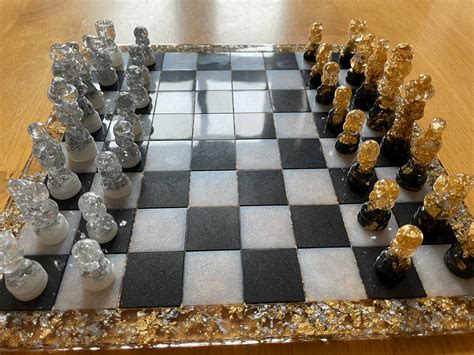 Unique Custom Resin Chess Set Board Uniquecustomcraftsuk Etsy Uk