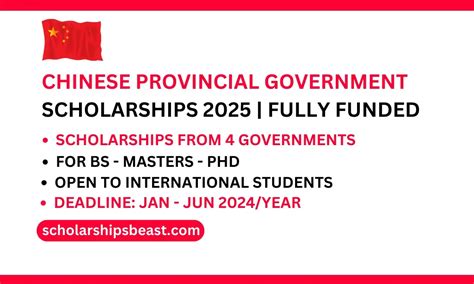 Fully Funded Chinese Provincial Government Scholarships 2025