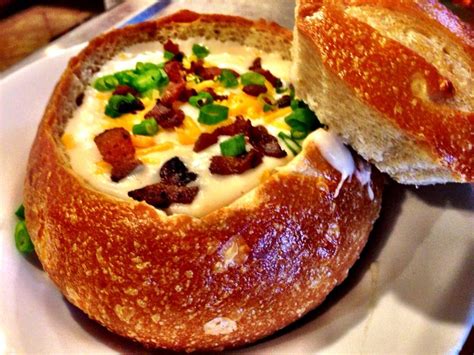 Homemade Potato Cheese Soup With Pepper Bacon Scallions And Sharp