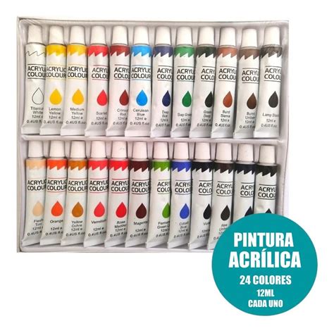 Set Pintura Acrílica 24 Colores 12ml Cada Uno Cuotas sin interés