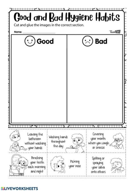Good and Bad Habits Worksheet