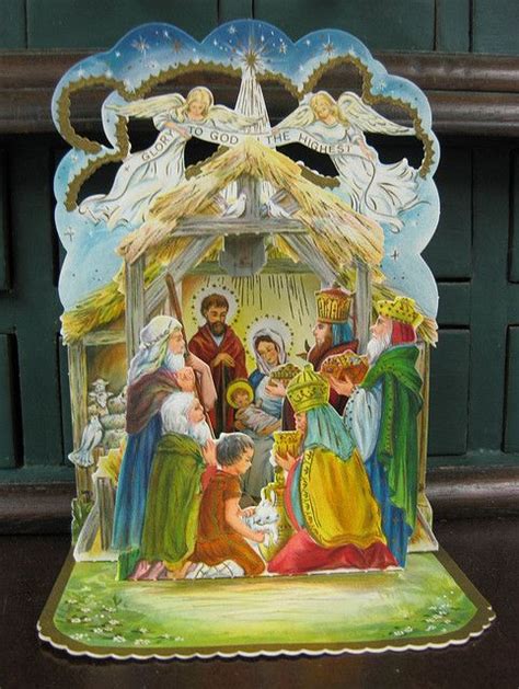 Vintage Hallmark Pop Up Christmas Card Christmas Nativity Scene