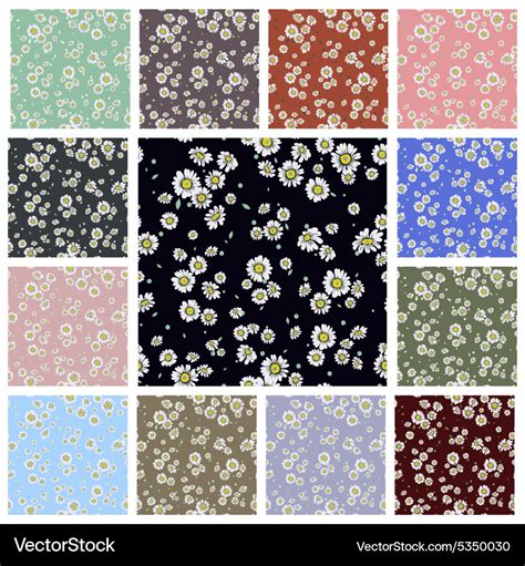 Seamless Ditsy Floral Pattern Set Royalty Free Vector Image