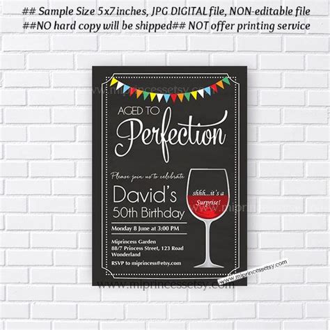 Wine Invitation Women Birthday Party Aged To Perfection Red Etsy Wine Invitations Woman