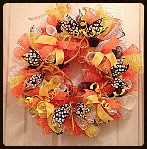 Halloween Candy Corn Deco Mesh Wreathcandy Corn Wreathhalloween