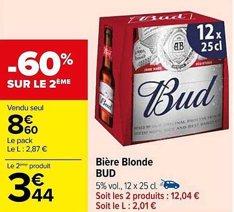 Promo Bière Blonde Bud chez Carrefour iCatalogue fr