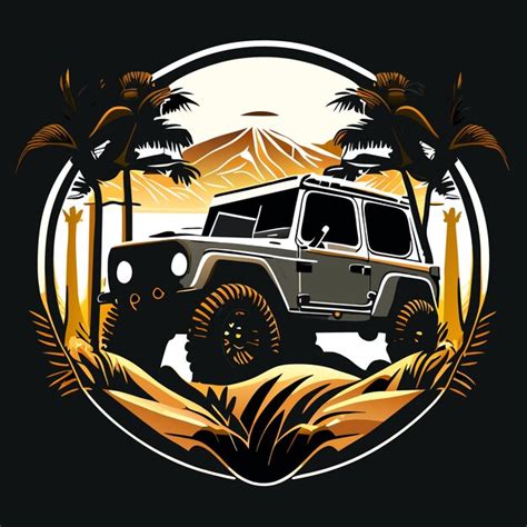 Offroad Jeep Handgezeichnetes Cartoon Aufkleber Symbol Konzept