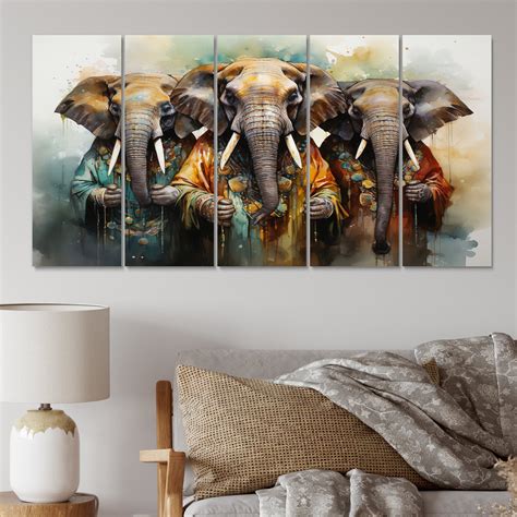 Bungalow Rose African Sacred Elephants I - African Metal Wall Art ...