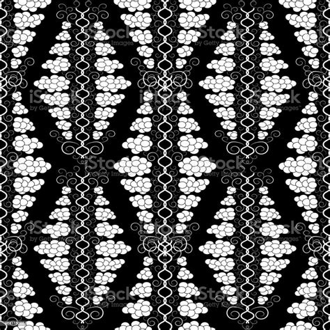 Floral Polka Dots Seamless Pattern Vector Black Vintage Backgro Stock